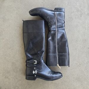 Michael Kors Women Riding Boots Preston Tall Black Leather Size 8m